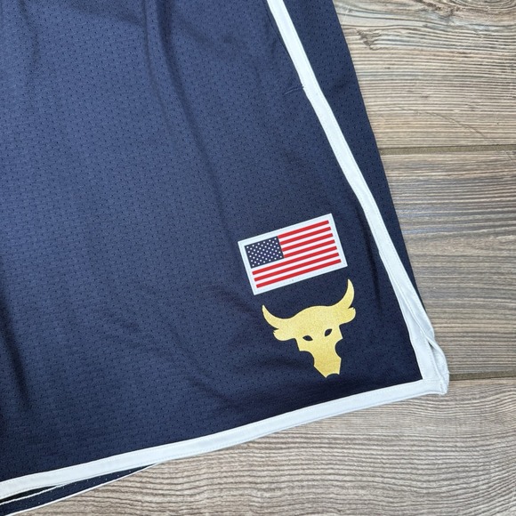 Under Armour Project Rock USA Flag Loose Basketball Shorts Size LARGE NWT $70.00 - Picture 2 of 11